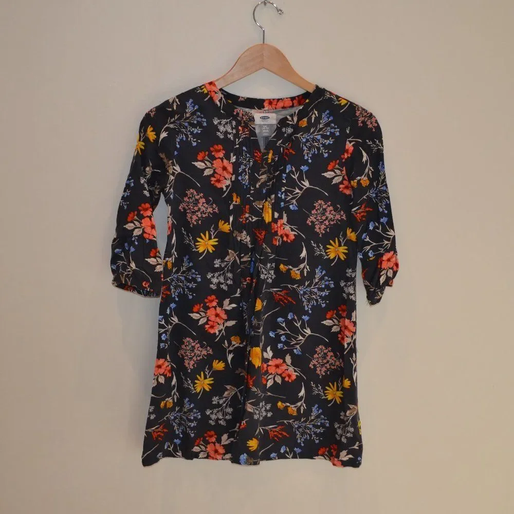 Old Navy Girls Size L (10-12) Black Flowery Dress